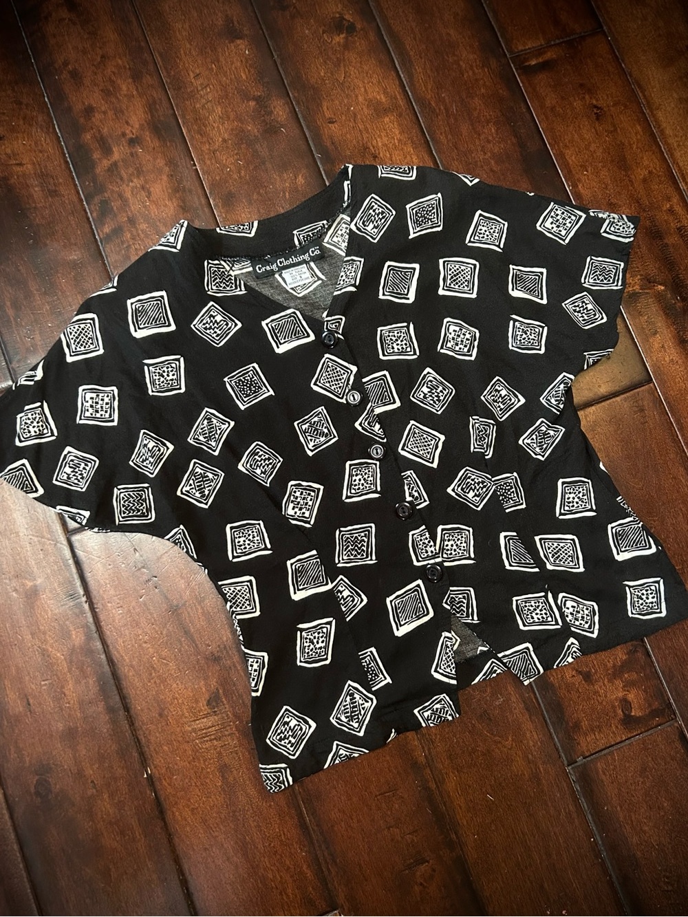 Craig Clothing Co. - Black Top with White Geometric Print